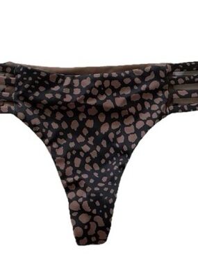 Women's Leopard Print Bikini Bottom - Brown/Black